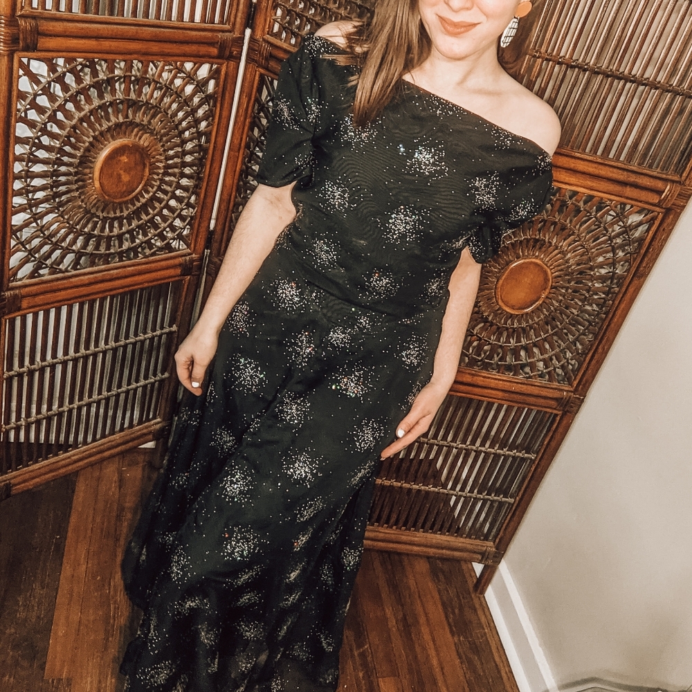 Bohemian Handmade Gown Boho Dress Sparkly 90s